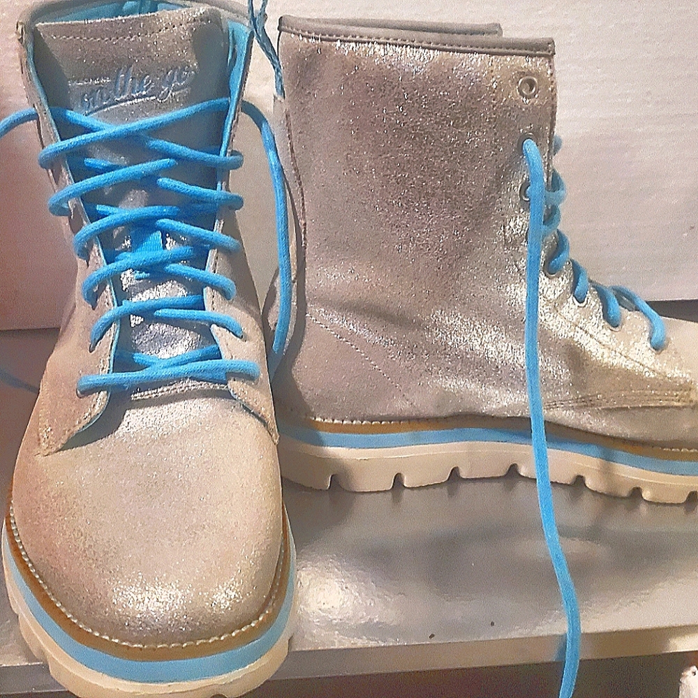 Silver with light blue accents "On The Go" glitter Docs Martin_inspired 7.5